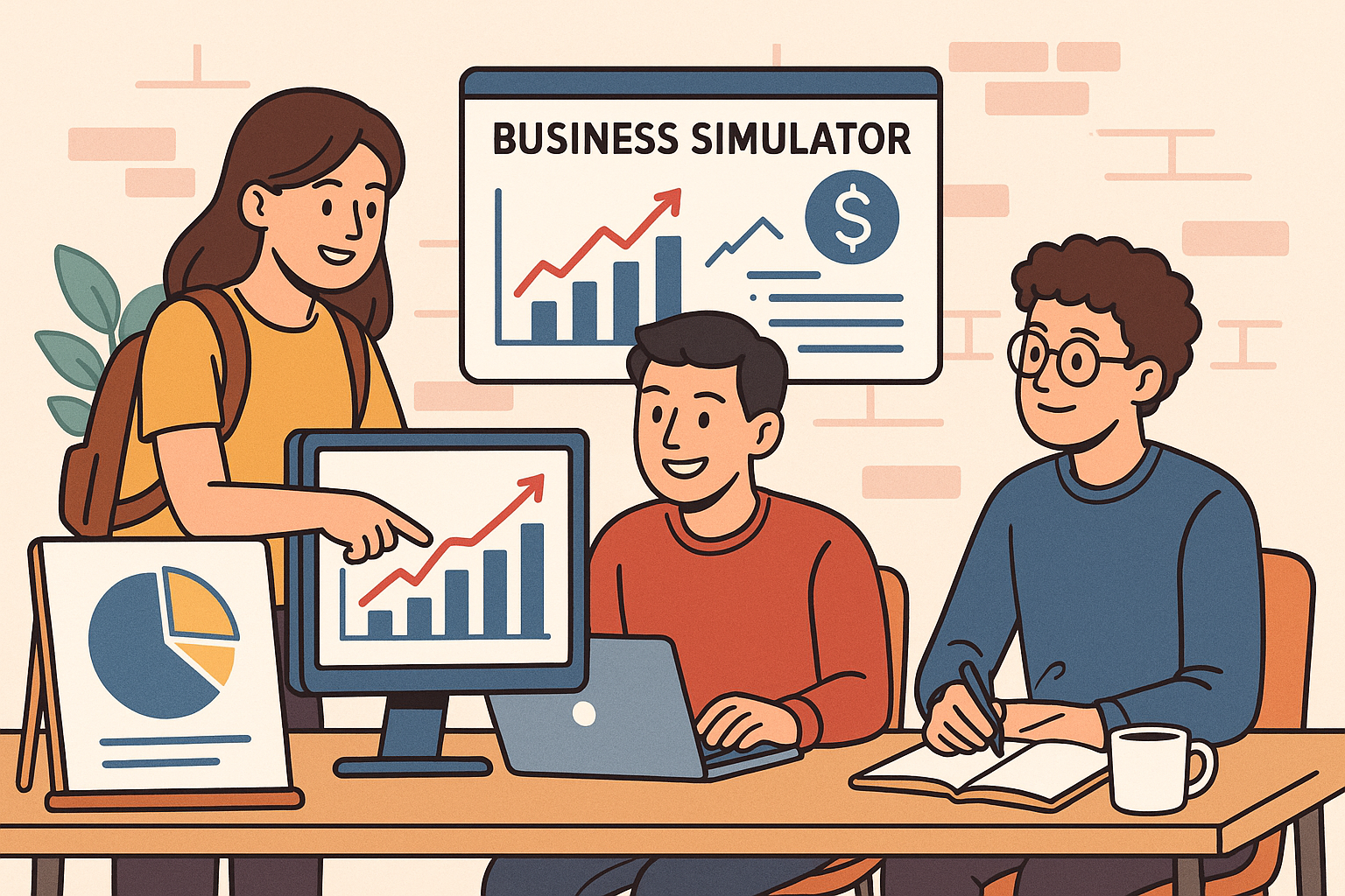 Estudiantes trabajando con simulador